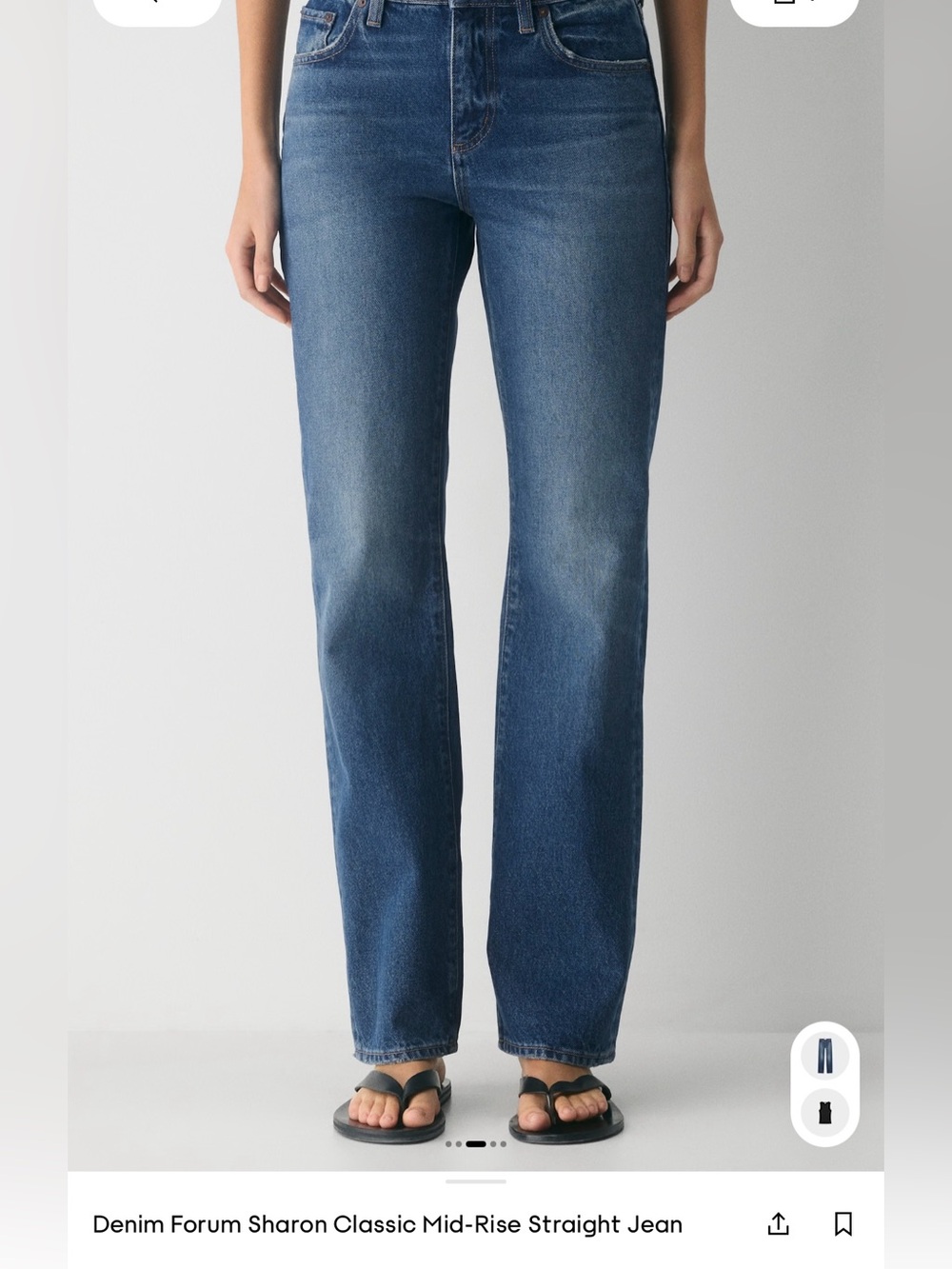 Denim Forum Sharon Mid-Rise Straight Leg Jeans - Blue